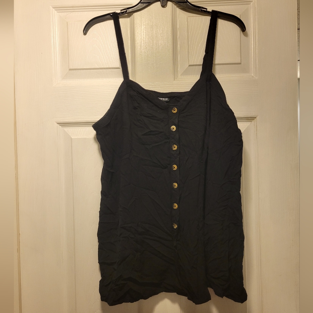 Black torrid blouse with tan buttons down the front size 1